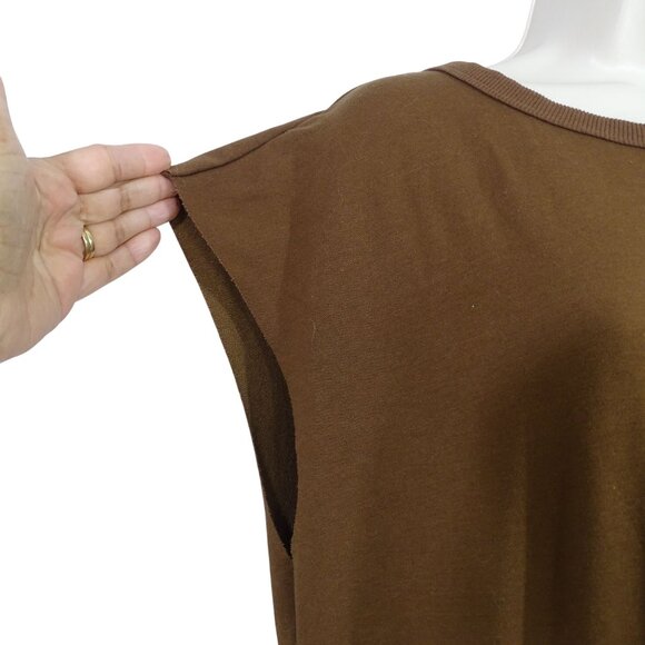 Brown Sleeveless Jumpsuit Women Size L Elastic Ankle and Waist Keyhole Back - Picture 5 of 13